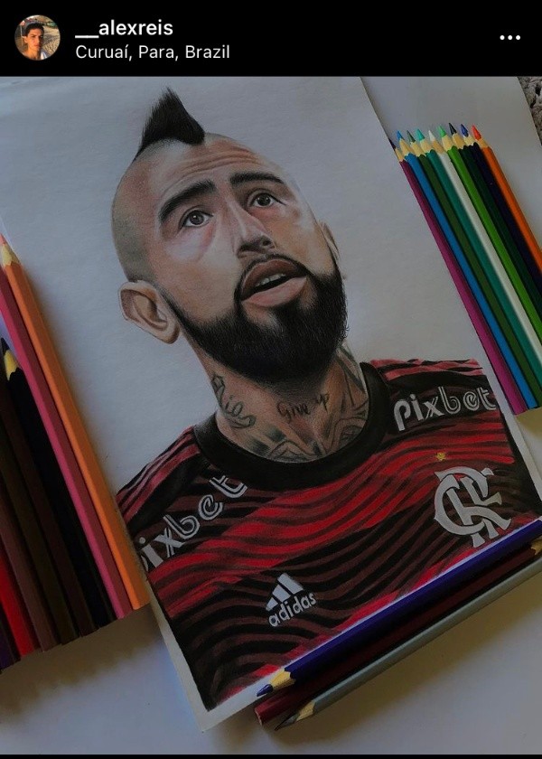 El retrato de Arturo Vidal en Flamengo.