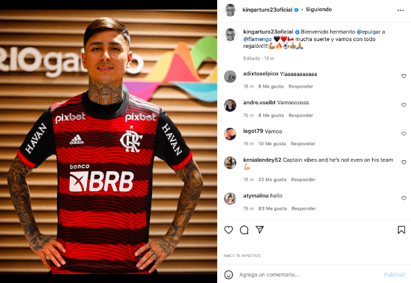 Arturo Vidal le dio la bienvenida a Erick Pulgar en Flamengo.