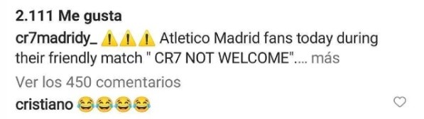 Ronaldo se burló en redes sociales | Instagram