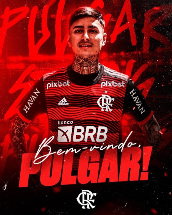 Así anunció Flamengo a Erick Pulgar como refuerzo.