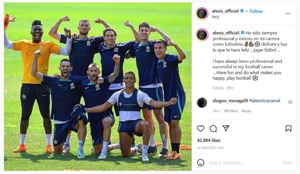 El mensaje de Alexis Sánchez en su pretemporada con el Inter de Milán (Instagram)