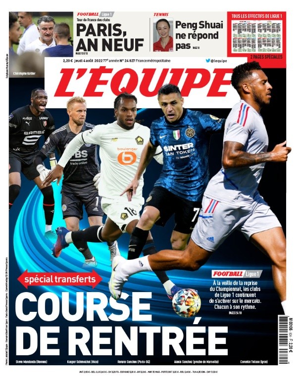 La portada de este jueves en L&#039;Equipe.