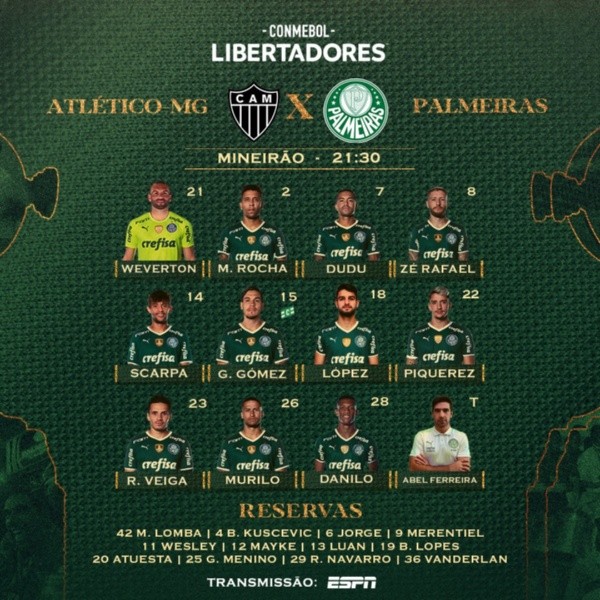 Formación del Palmeiras.