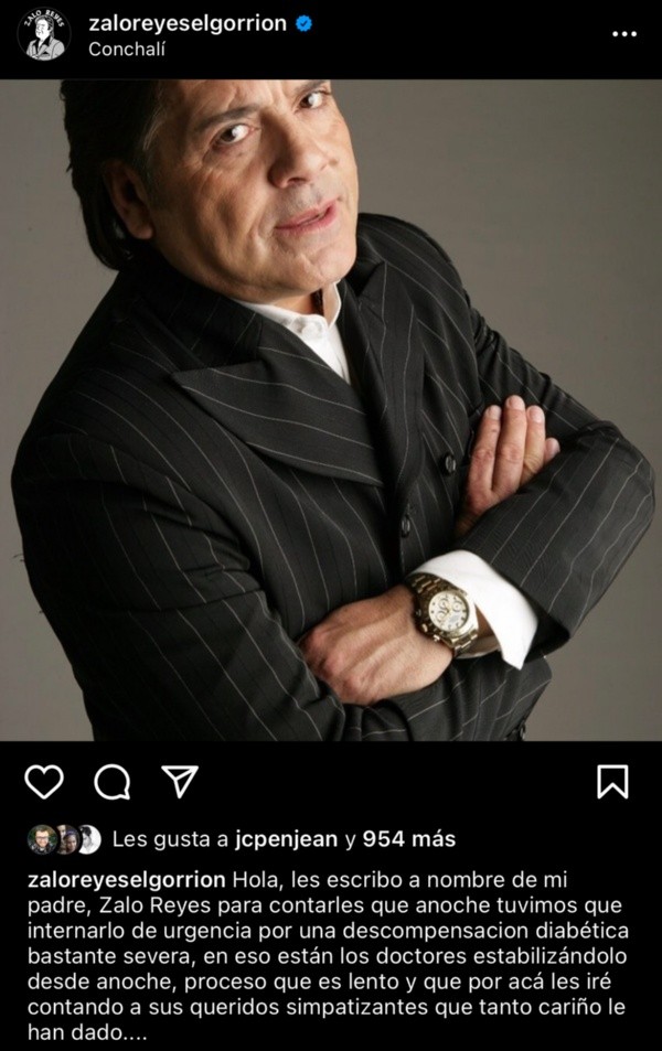 Zalo Reyes fue hospitalizado de urgencia.(Foto: Instagram)