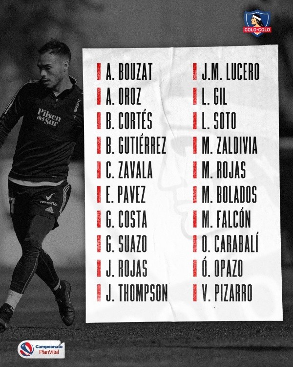 Citados Colo Colo vs Palestino