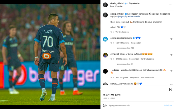 El mensaje de Alexis Sánchez tras su estreno en el OM.