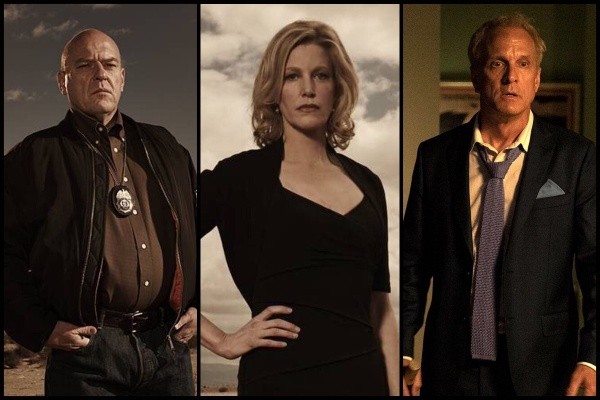 En orden: Hank (Dean Norris), Skyler (Anna Gunn) y Howard (Patrick Fabian).