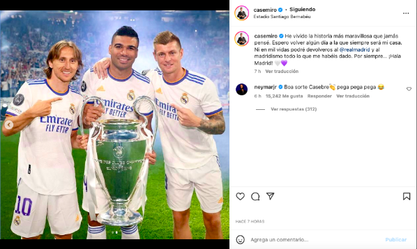Casemiro se despidió del Real Madrid con un emotivo mensaje.
