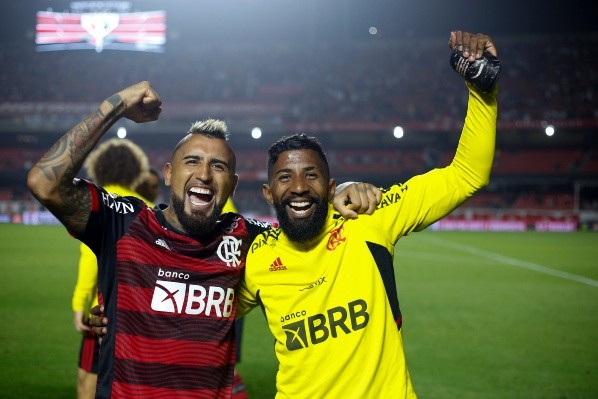 Arturo Vidal ya celebró un triunfo con el Flamengo ante Sao Paulo en el Morumbí. Fue el 6 de agosto pasado, en el triunfo por 0-2 por el Brasileirao.Foto: Comunicaciones Flamengo.