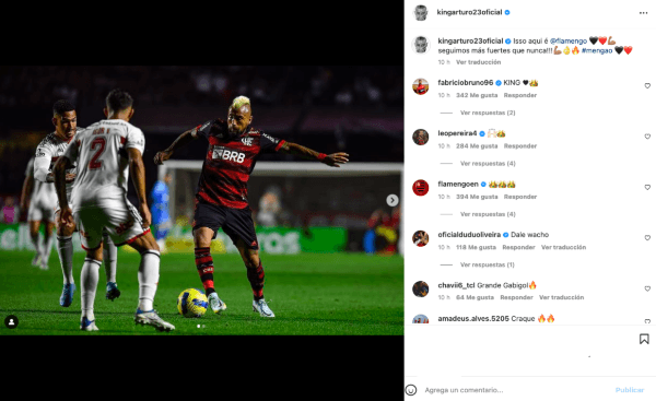 Arturo Vidal celebró el triunfo del Flamengo ante Sao Paulo. Foto: Instagram