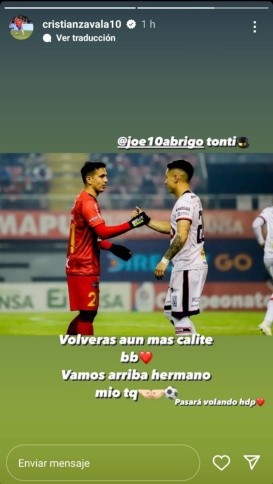 Cristián Zavala le envió buenos deseos a Joe Abrigo, quien sufrió el corte del tendón de Aquiles.