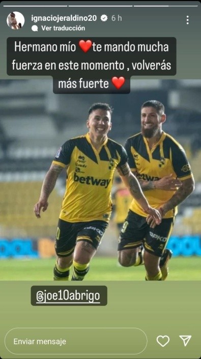 Ignacio Jeraldino también se sumó a los buenos deseos para el “10” de los Piratas.