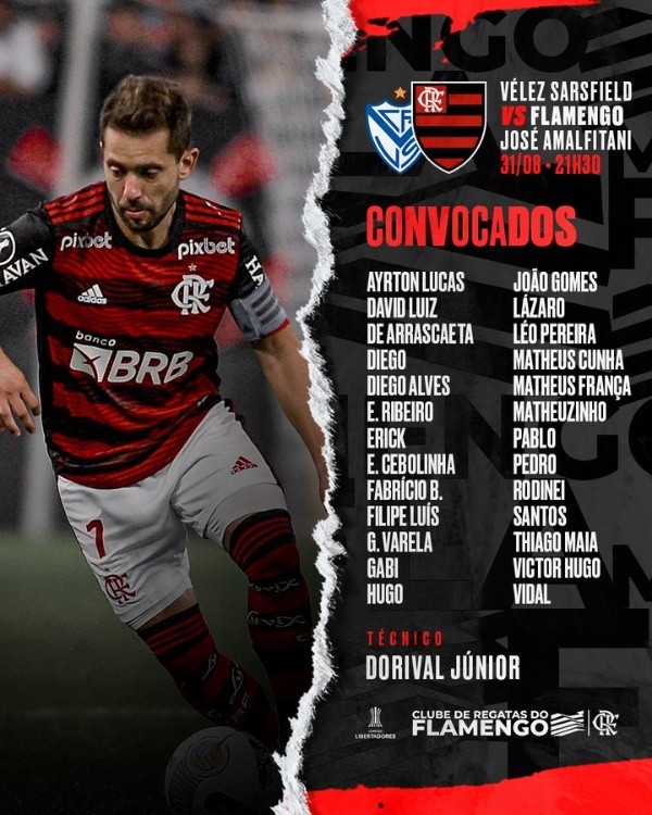 Los citados del Flamengo ante Vélez.