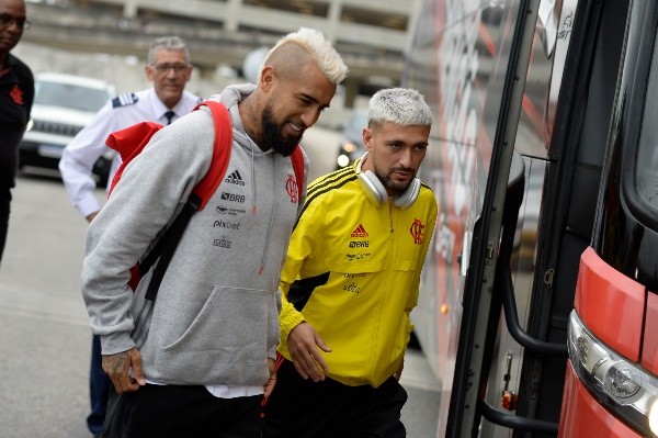 El King siempre acompañado del uruguayo De Arrascaeta. Foto: Flamengo.