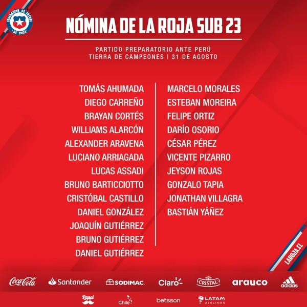 La nómina entregada oficialmente