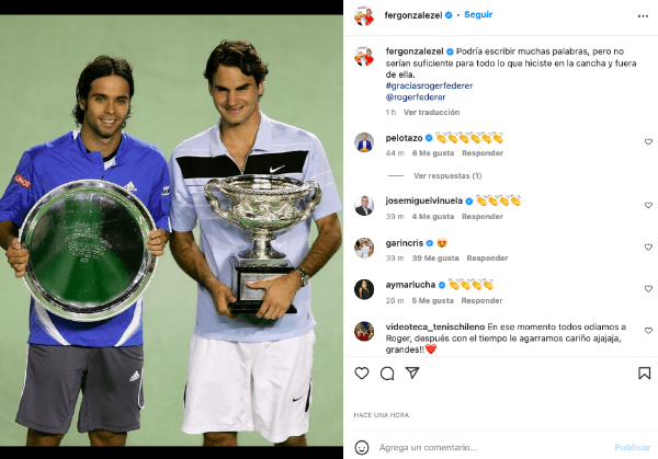 El mensaje de Fernando González a Roger Federer.