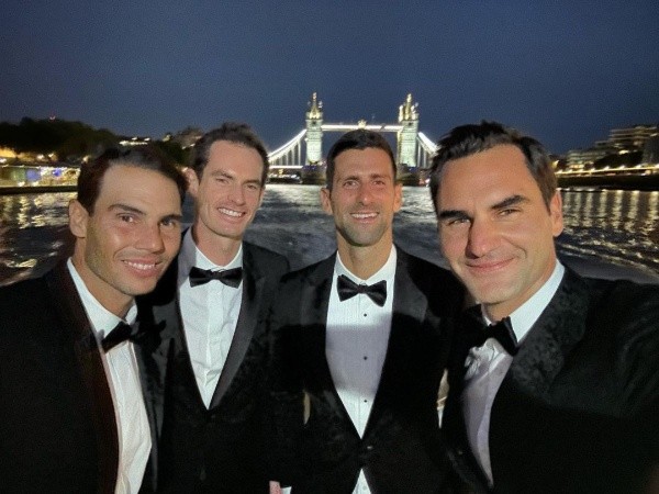 Diosa selfie: Federer junto a Nadal, Murray y Djokovic en Londres (Instagram)