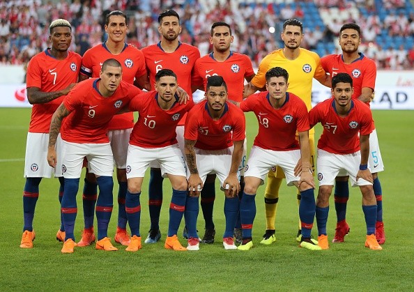 La formación de Chile contra Polonia en 2018.