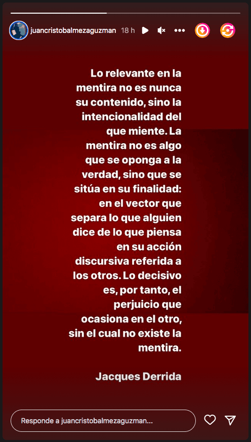 Juan Cristóbal Meza reacciona ante graves acusaciones de Nicole Block.(Foto: Instagram)