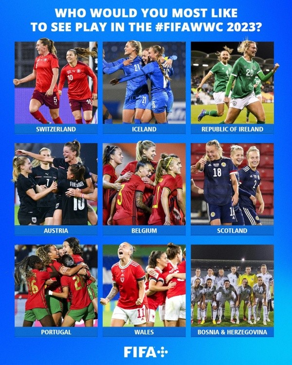 Las nueve selecciones que buscan un cupo en el Mundial Femenino 2023. (FIFA)