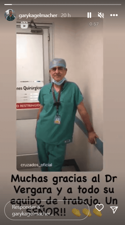 El agradecimiento de Gary Kagelmacher al médico que le operó la mano. (Instagram).