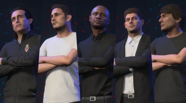 Emery, Lampard, Vieira, Gerrard y Conte en FIFA 23.