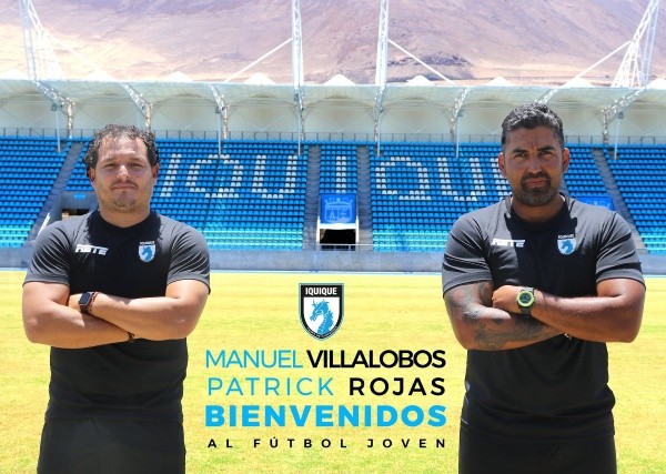 Manuel Villalobos y Patrick Rojas pasan del fútbol joven al primer equipo de Deportes Iquique. Foto: Comunicaciones D. Iquique.