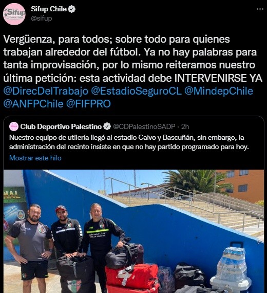 El Sifup exige intervención ahora ya tras un nuevo capitulo de la Chilean Premier League.