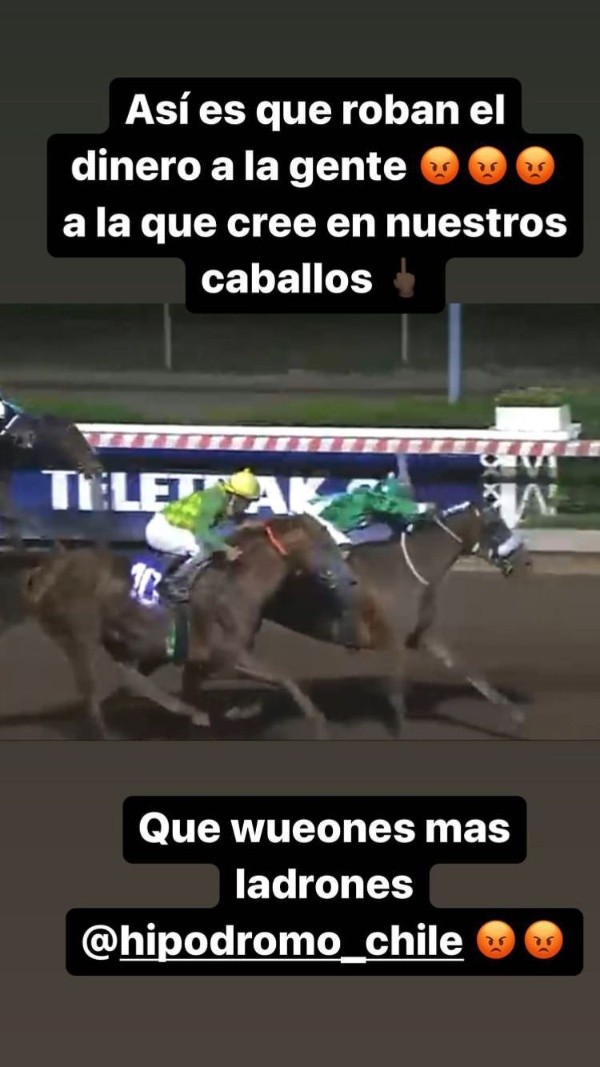La rabia de Arturo Vidal tras polémica derrota de uno de sus caballos.