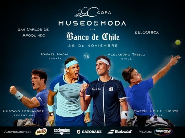 La Copa Museo de la Moda trae un increíble partido entre Rafael Nadal y Alejandro Tabilo. | Foto: Copa Museo de la Moda
