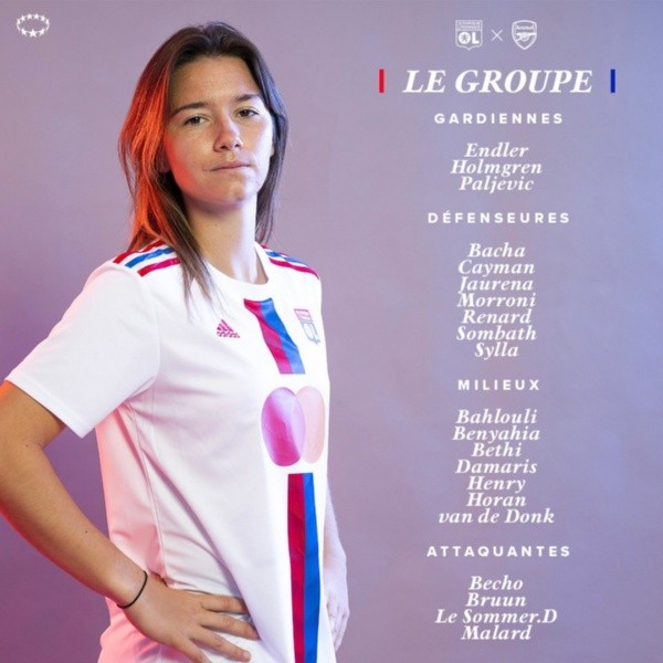 La lista de convocadas del Olympique de Lyon para este encuentro. (OL Féminin)