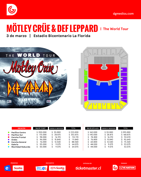 Mötley Crüe y Def Leppard en Chile | Revisa AQUÍ todo sobre el World Tour.(Foto: DG Medios)