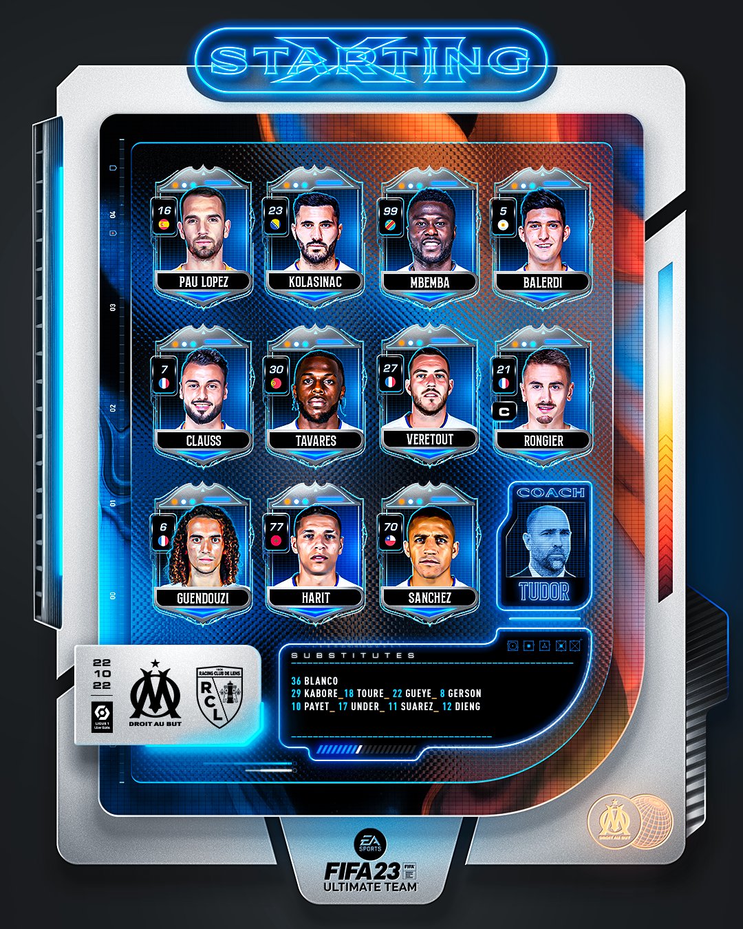 La formación de Olympique de Marsella.