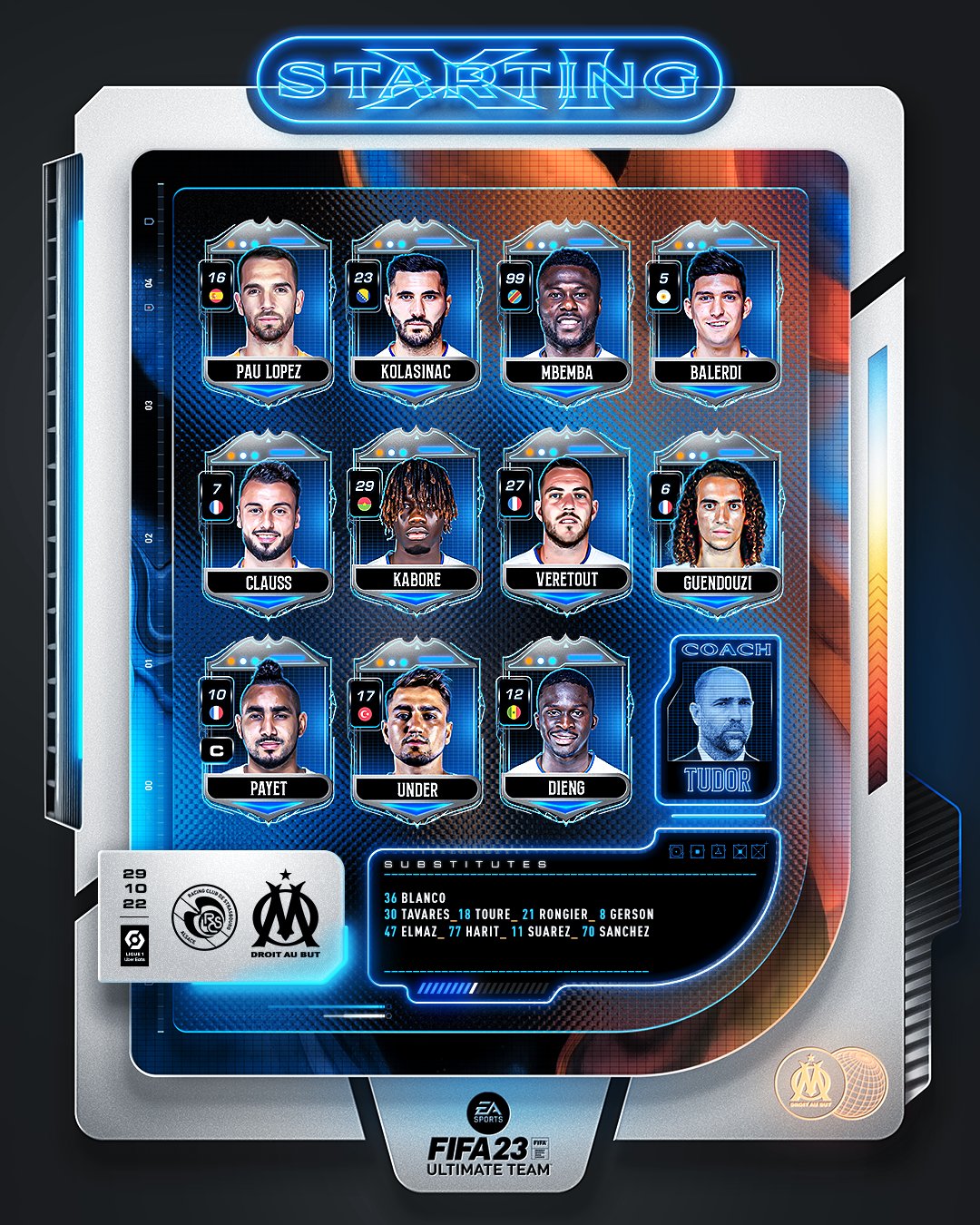 Formación del Marsella contra Estrasburgo: Alexis a la banca.