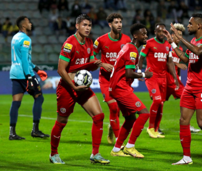 Jesús Ramírez celebra el único gol del partido entre el Maritimo y el Pacos de Ferreira.