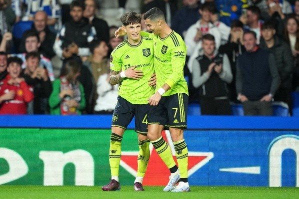 Cristiano Ronaldo cedió y Alejandro Garnacho anotó el gol con el que el Manchester United abrió la cuenta ante Real Sociedad. Foto: Getty Images