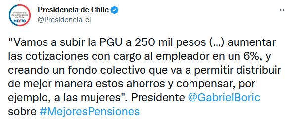 Twitter: Presidencia de Chile