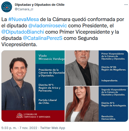 Twitter: Diputadas y Diputados Chile
