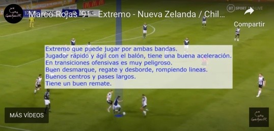 Un análisis que Andrés González hizo de Marco Rojas, el chileno neocelandés que milita en Colo Colo. (Captura).