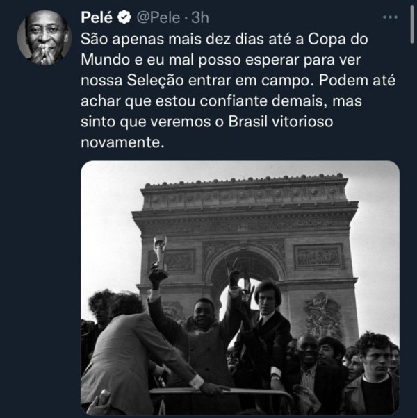 El mensaje de Pelé en redes sociales.