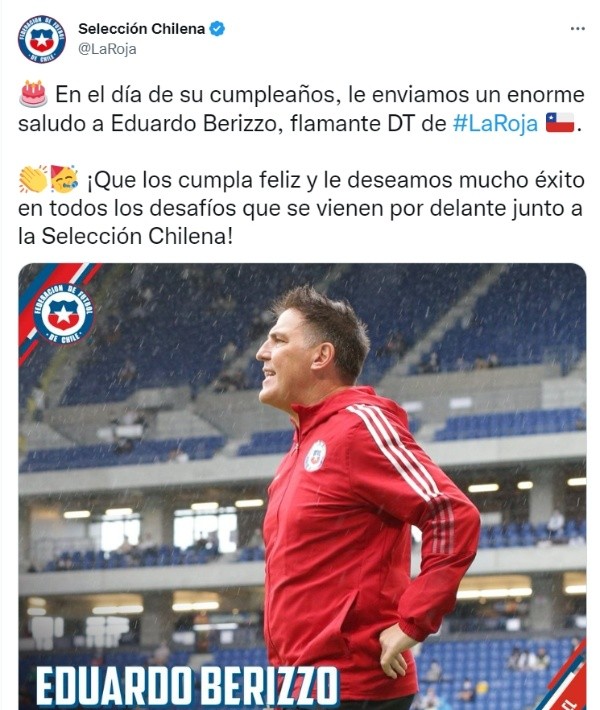 Toto Berizzo cumple 53 años este domingo y recibió el saludo de la selección chilena