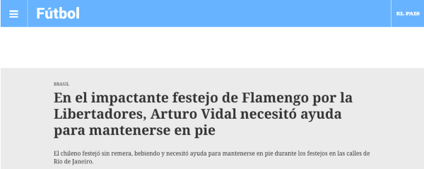Prensa internacional reacciona al festejo de Arturo Vidal