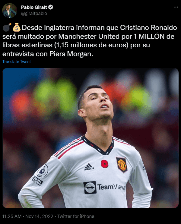La información que tuiteó Pablo Giralt. (Captura).