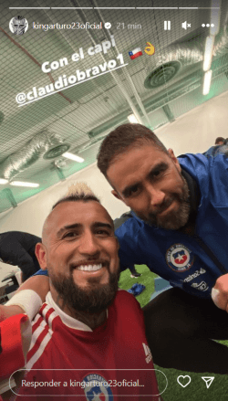 Arturo Vidal y Claudio Bravo en una nueva concentración en la selección chilena. (Stories Instagram).