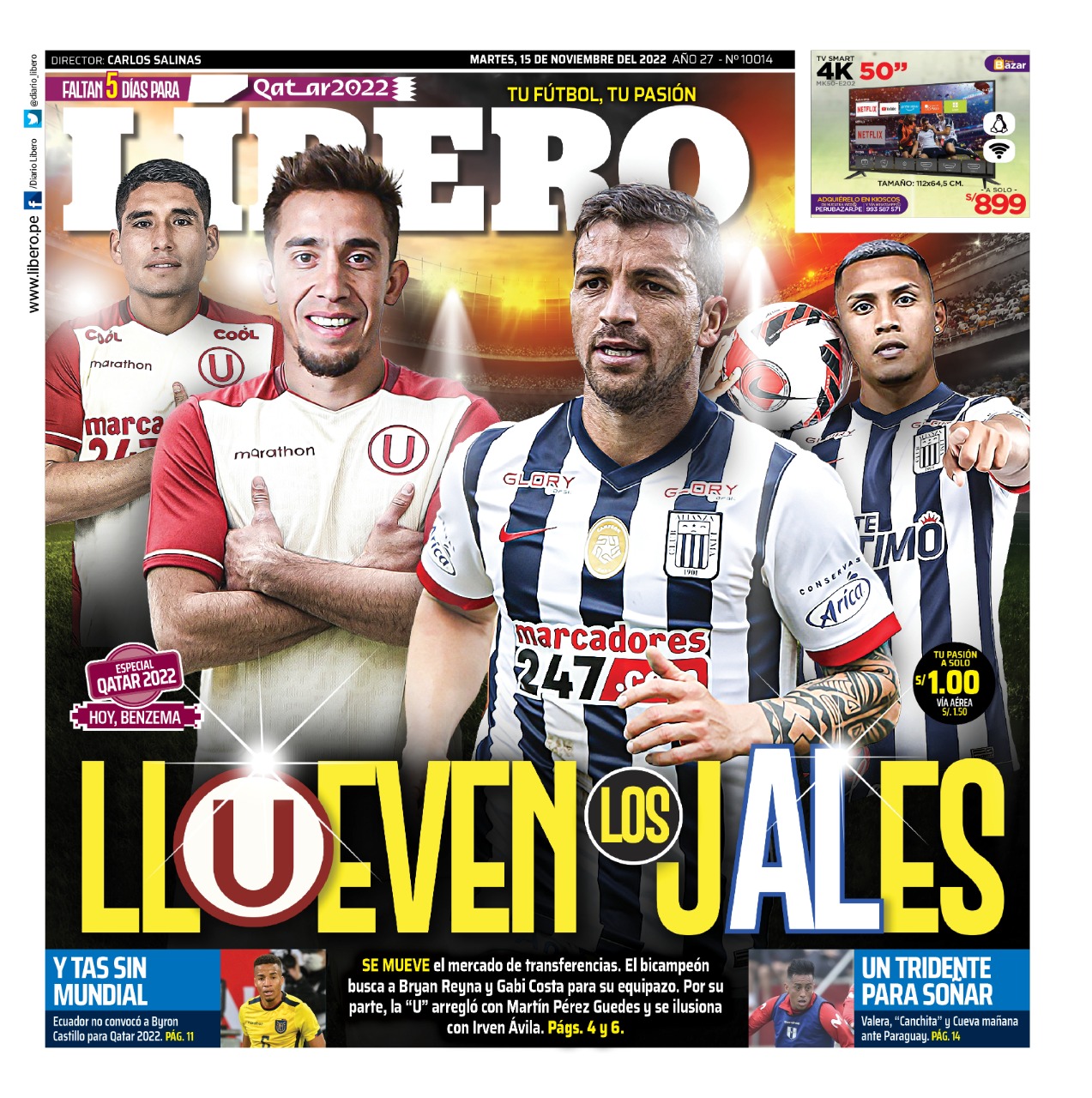 La portada de Líbero de Perú.