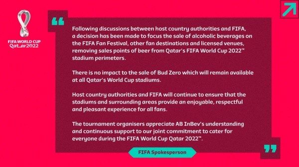 El comunicado oficial de la FIFA. | Foto: FIFA Media.