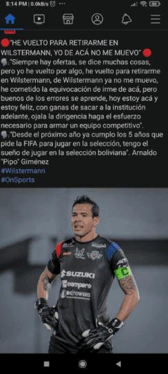 Las declaraciones de Arnaldo Giménez, el ex portero de Unión La Calera que sueña con jugar por la selección de Bolivia. (Captura).
