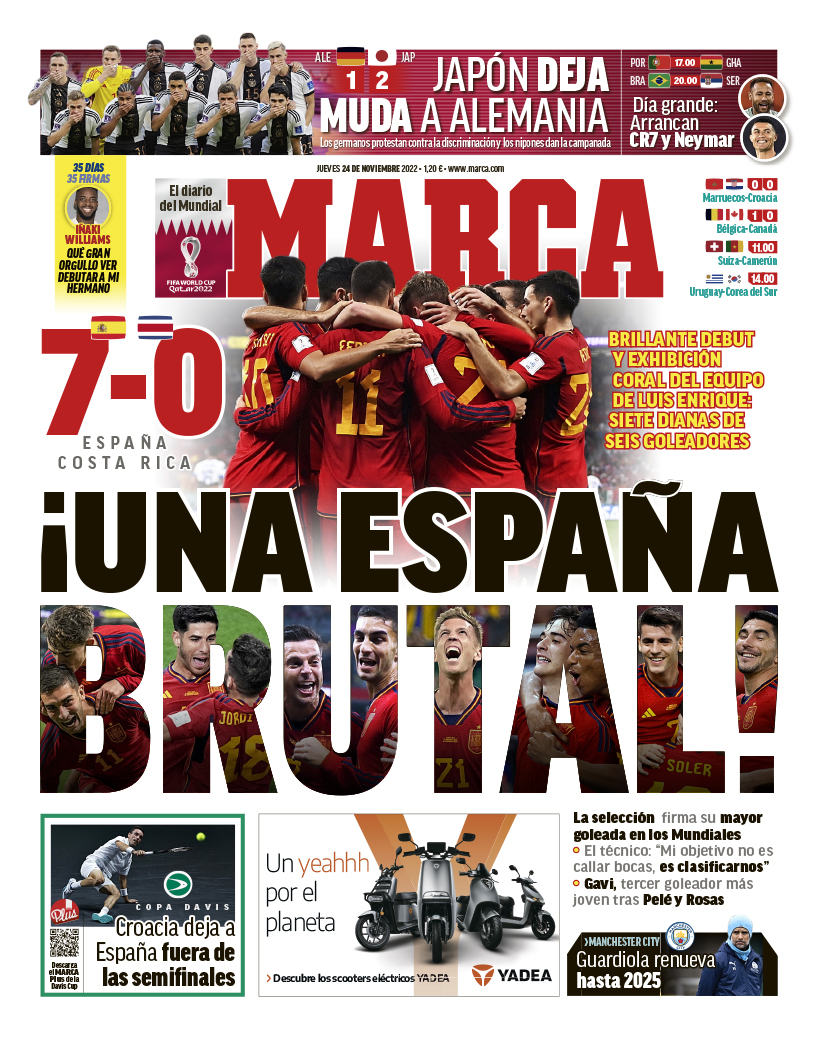 Las portadas española vueltas locas con el 7-0 contra Costa Rica.
