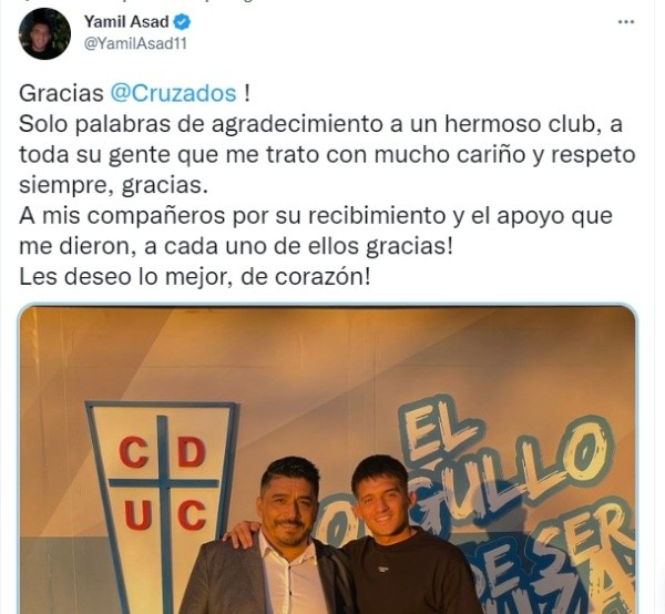 La despedida de Yamil Asad en la UC.