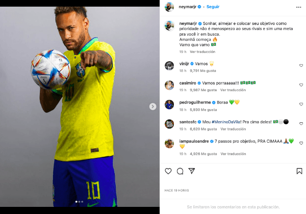 Neymar en Instagram.